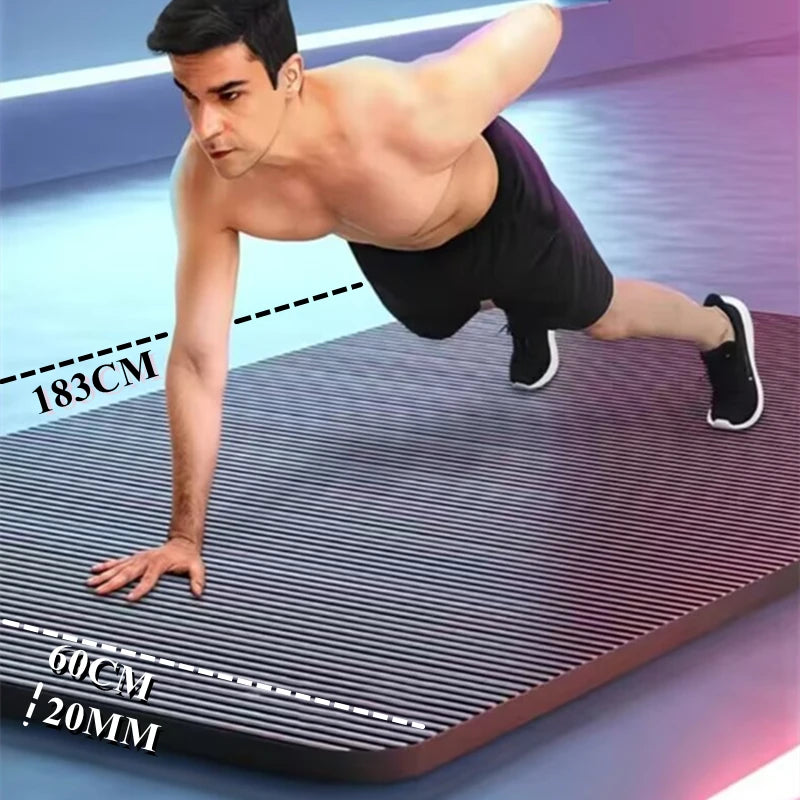 183Cm×60Cm×2Cm Gym Mat Yoga Pilates and Fitness Mat Thick Gym Mat Exercise and Sports Sound Insulation Vibration Damping Widen