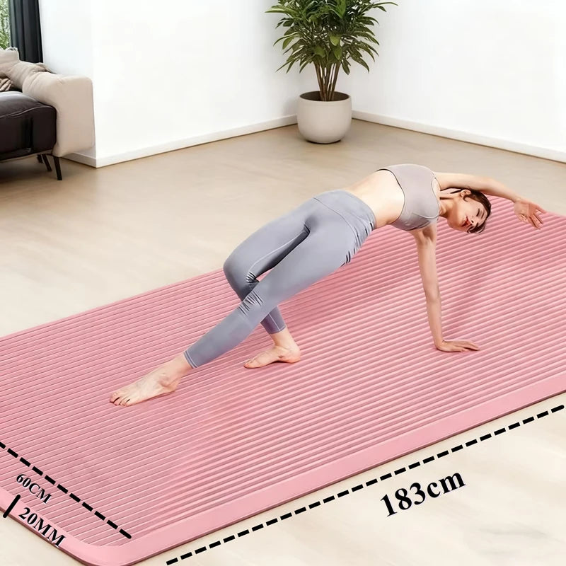 183Cm×60Cm×2Cm Gym Mat Yoga Pilates and Fitness Mat Thick Gym Mat Exercise and Sports Sound Insulation Vibration Damping Widen