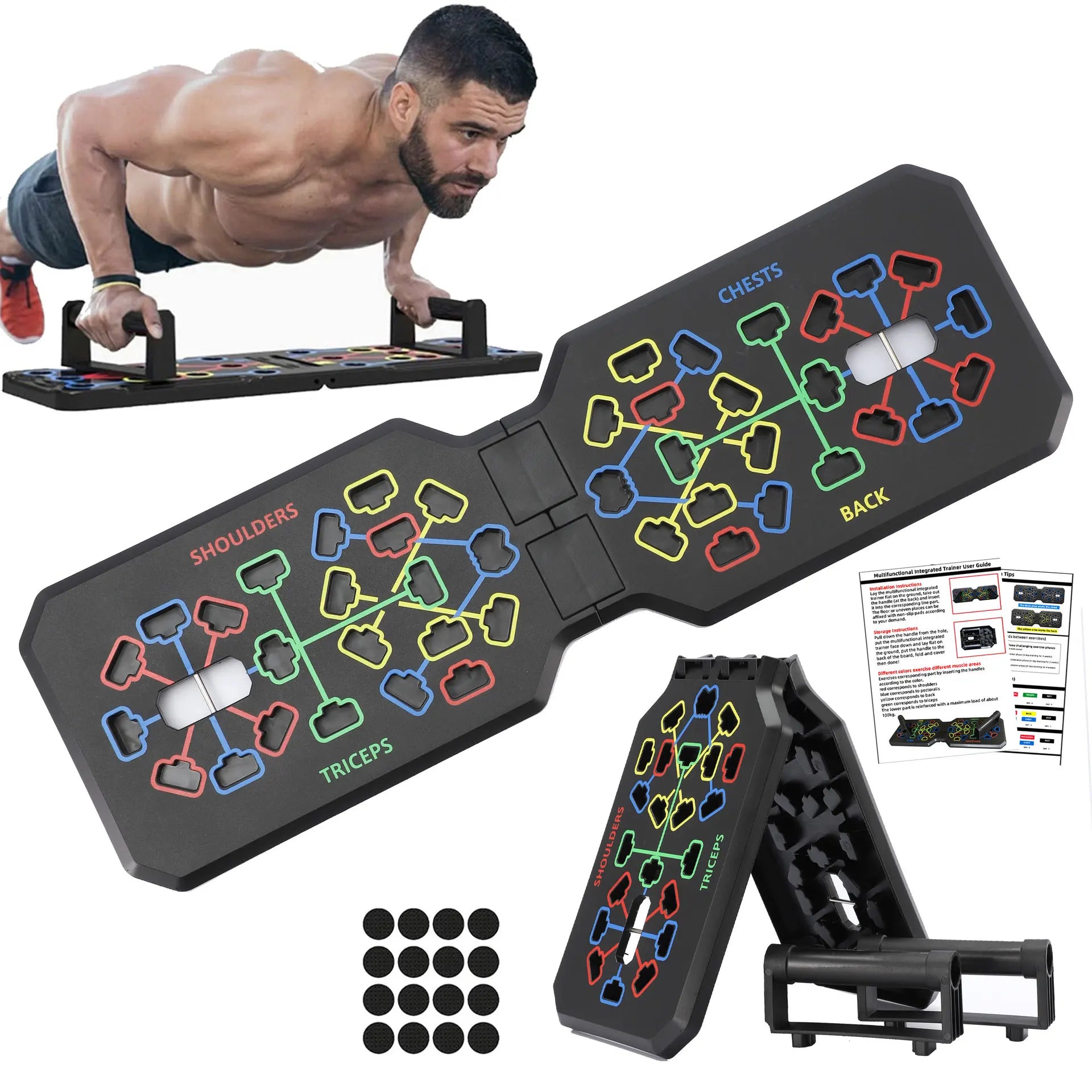 Foldable Fitness Push up Board Portable Multifunctional Push-Up Bar Fitness Equipment for Chest Abdomen Arms/Back Training