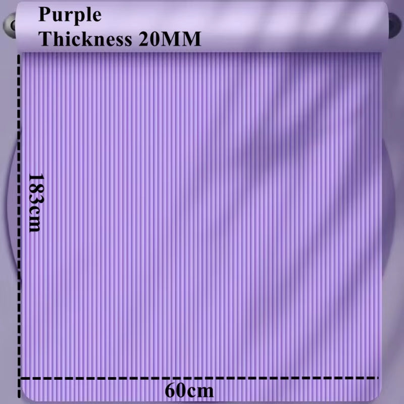 183Cm×60Cm×2Cm Gym Mat Yoga Pilates and Fitness Mat Thick Gym Mat Exercise and Sports Sound Insulation Vibration Damping Widen