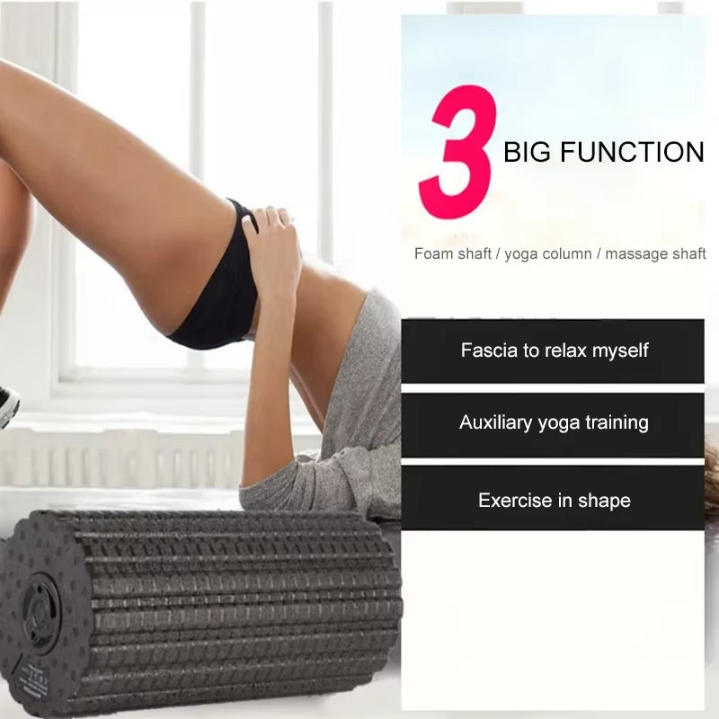 Yoga Foam Roller Electric 4-Speed Vibrating Muscle Relax Fitness Massage Stick Trigger Roll Rechargeable Pilates Exercise Block
