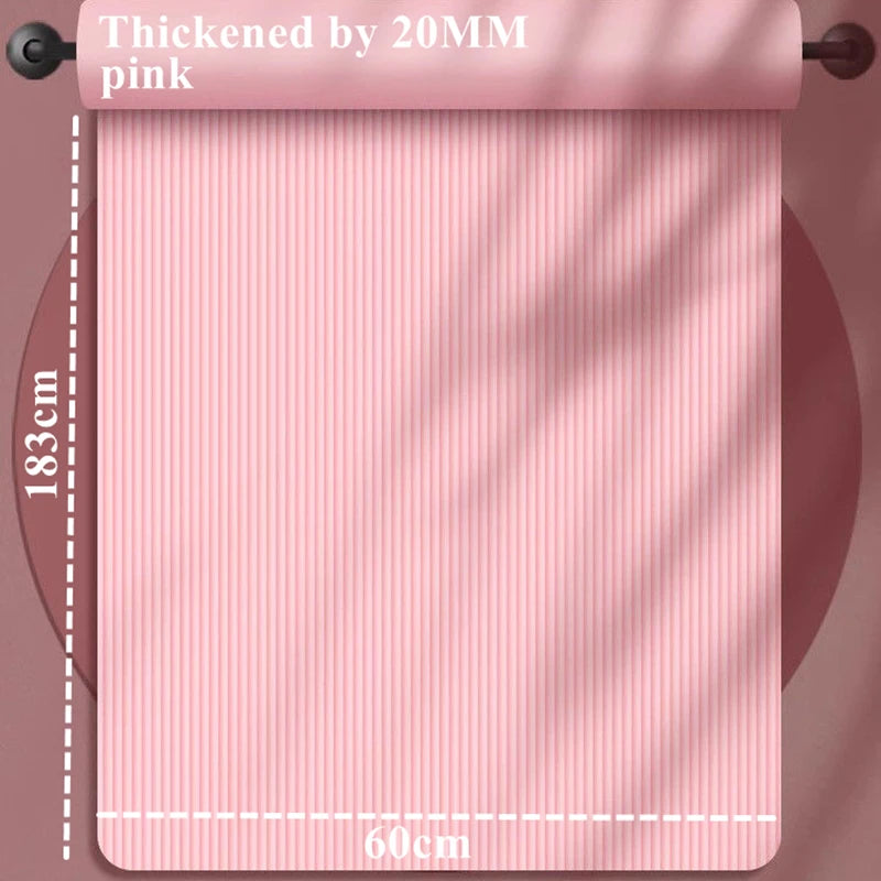 183Cm×60Cm×2Cm Gym Mat Yoga Pilates and Fitness Mat Thick Gym Mat Exercise and Sports Sound Insulation Vibration Damping Widen
