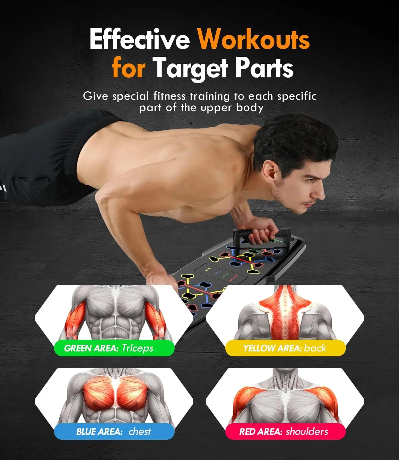 Foldable Fitness Push up Board Portable Multifunctional Push-Up Bar Fitness Equipment for Chest Abdomen Arms/Back Training
