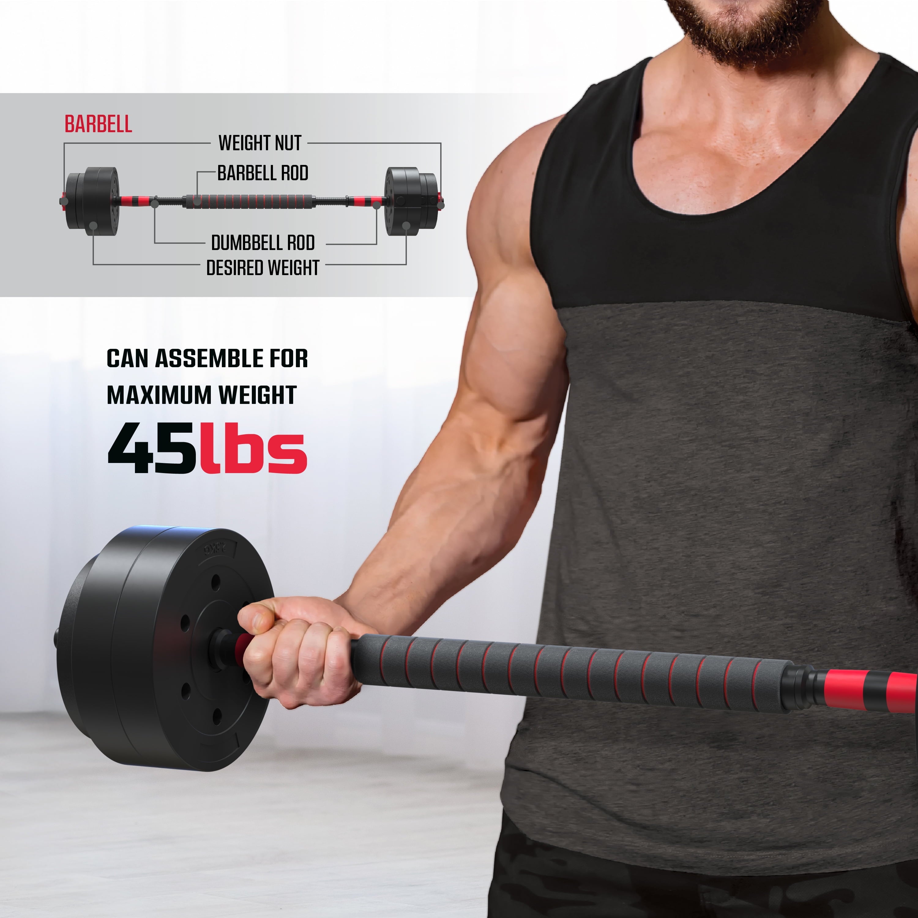 Smartbell 5-In-1 Adjustable Dumbbell and Weight Set for Home Fitness, 45 lbs