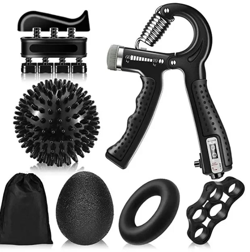 Gym Fitness Adjustable Count Hand Grip Set Finger Forearm Strength Muscle Recovery Gripper Exerciser Trainer Ball Decompression